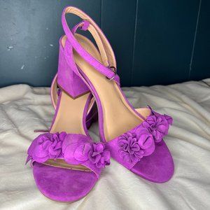 A New Day Purple Block Heels with Flowers, Size 9.5